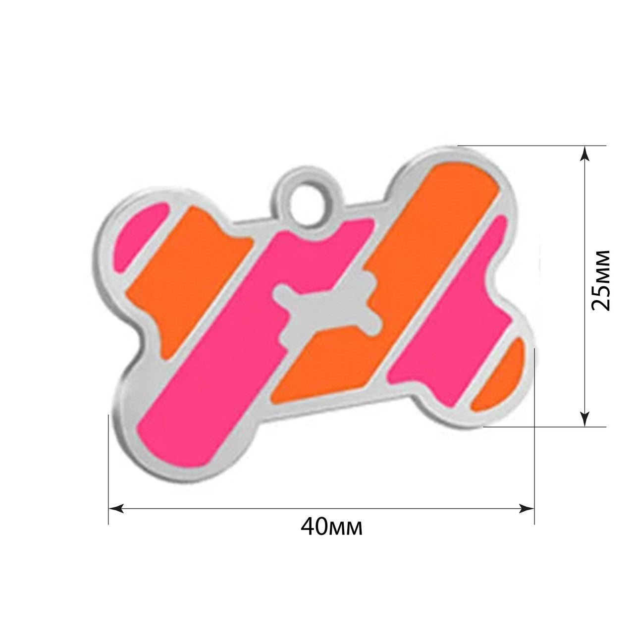 Dog ID Tag Bone Orange Red 40x25mm