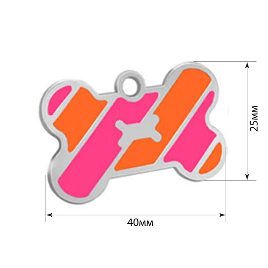 Dog ID Tag Bone Orange Red 40x25mm