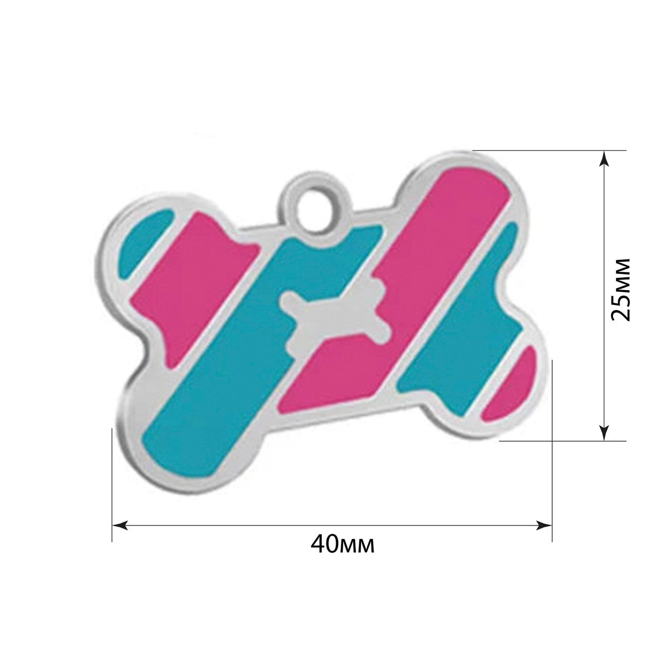 Dog ID Tag Bone Blue Rose 40x25mm