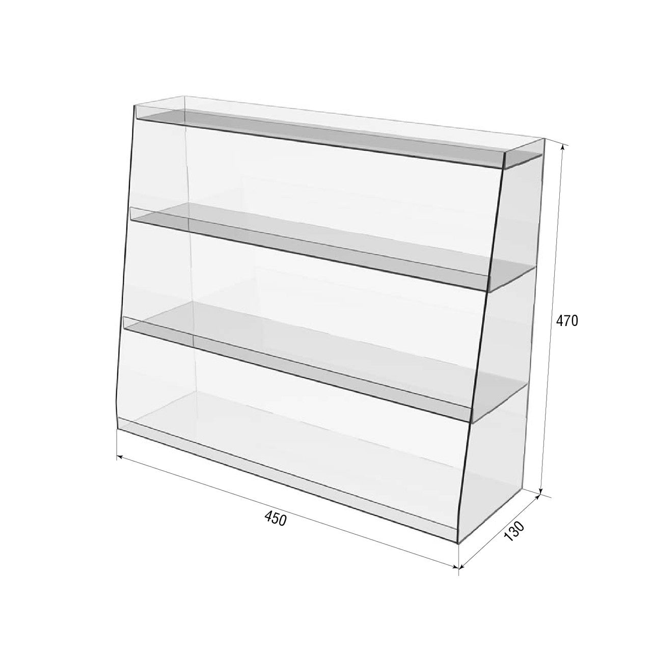 Acrylic stand for goods, 3-tier, Acrylic showcase, 450x130x470mm, Acrylic organizer, Acrylic display