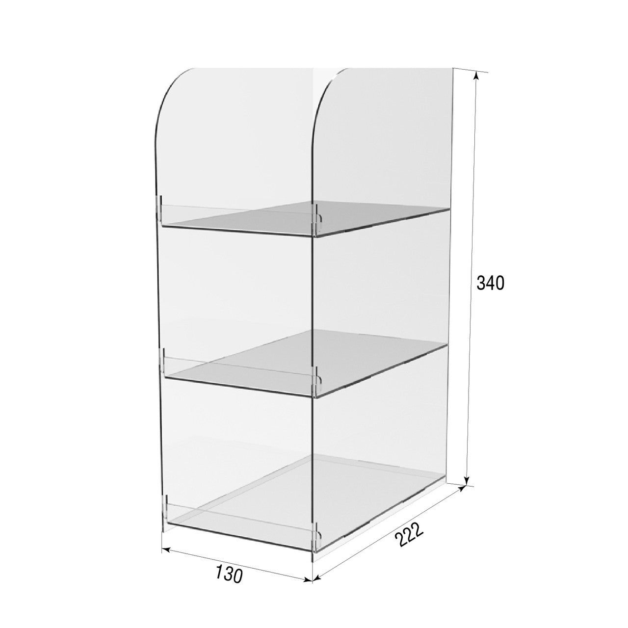 Stand for goods, 3-tier showcase, 130x222x340mm, Acrylic stand, Acrylic showcase, Acrylic display for products,