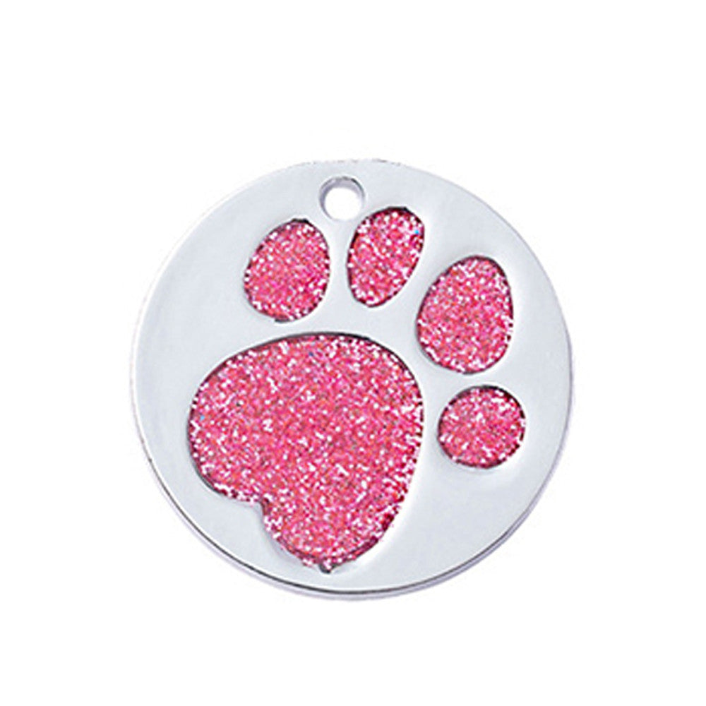 Dog ID Tag Circle Paw Rose 39x39mm