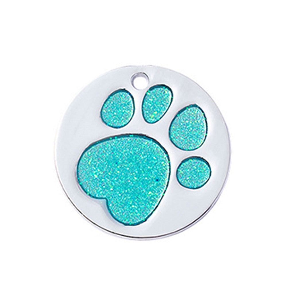 Dog ID Tag Circle Paw Turquoise 39x39mm