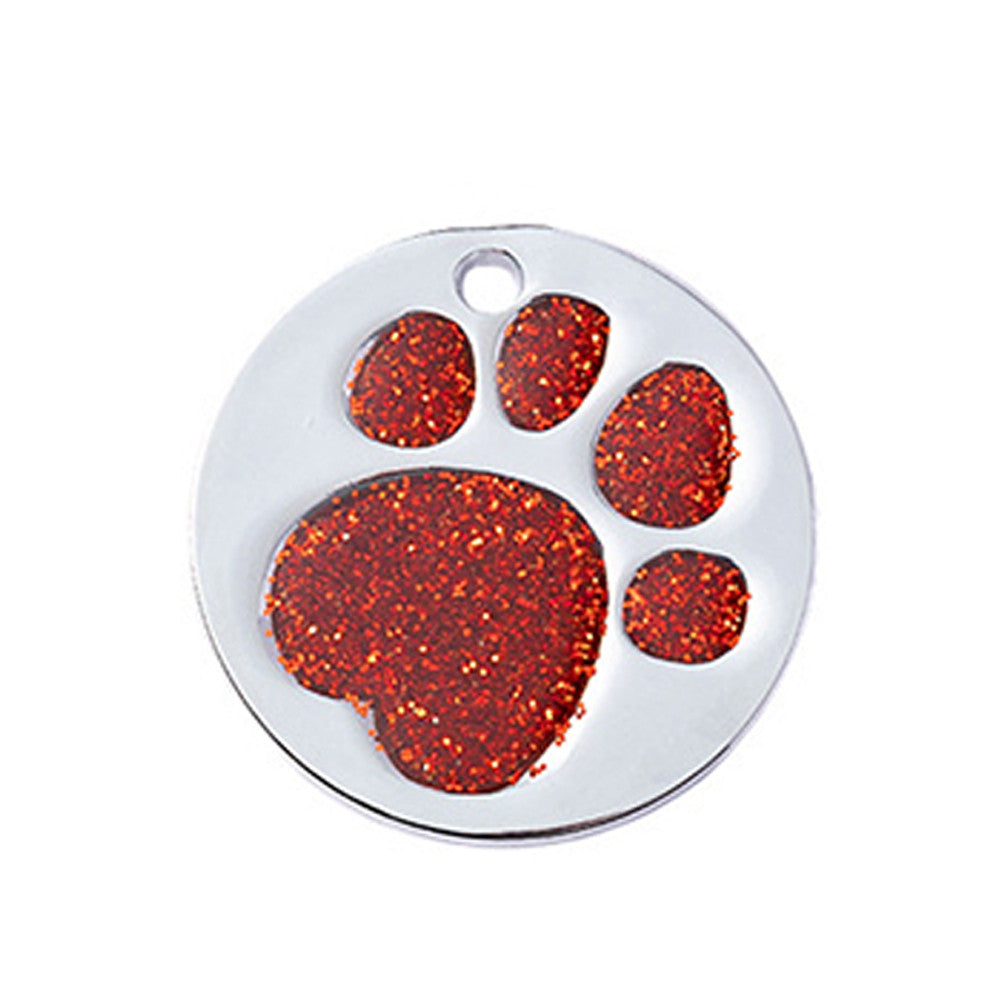 Dog ID Tag Circle Paw Red 39x39mm