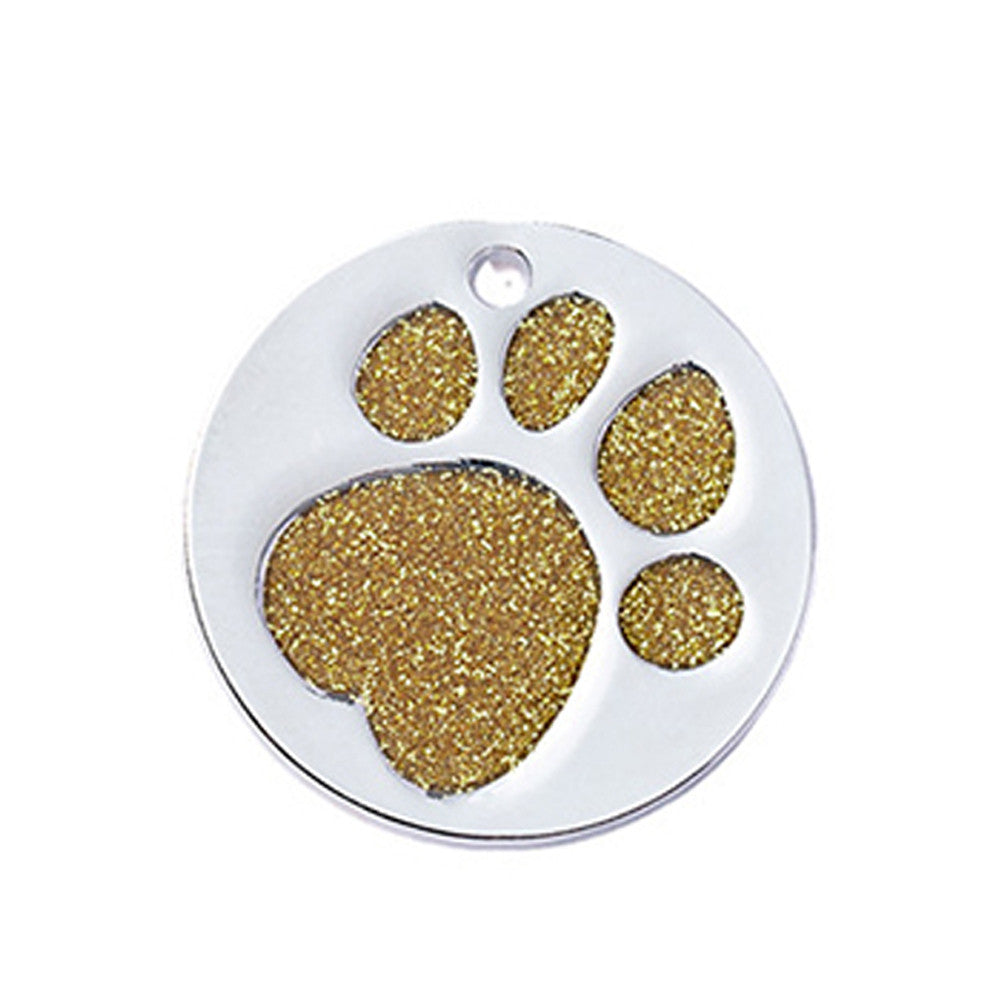 Dog ID Tag Circle Paw Gold 39x39mm