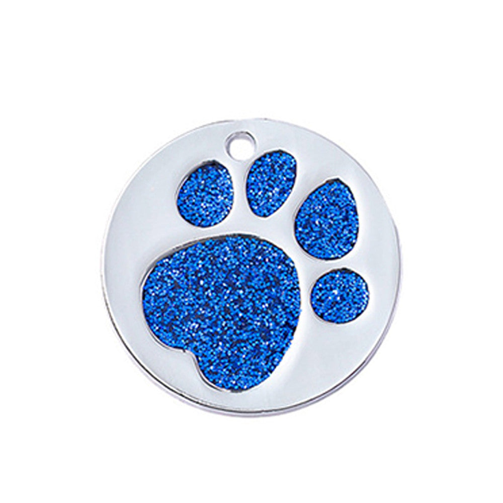Dog ID Tag Circle Paw Blue 39x39mm