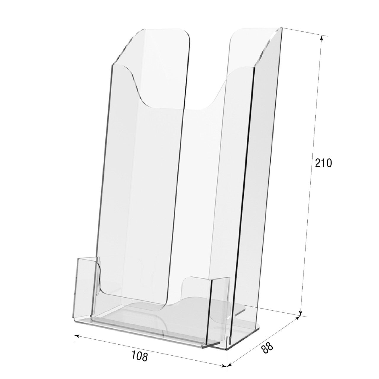 Set of 2 pcs, Desktop Brochure Holder A6 with business card holder, Acrylic Stand For Brochures 108x88x210mm, Advertising Display Holder, Acrylic Display For Brochures, Stand For Brochures And Flyers, Acrylic Paper Holder