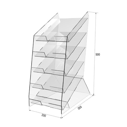 Display for candy bars, Acrylic stand 5 shelves, 350x200x500mm, Acrylic display, Acrylic organizer, Acrylic showcase
