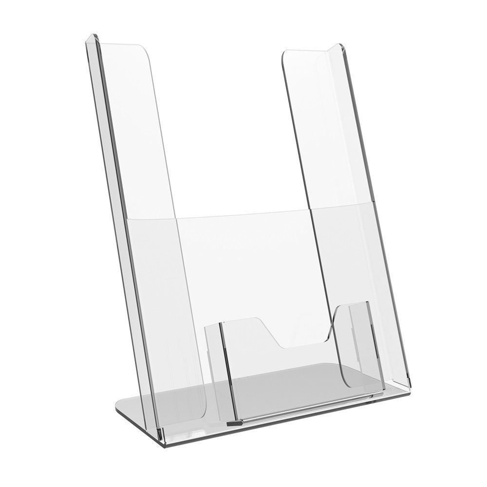 Set 2 pieces, Booklet holder with business card holder, Paper holder A4 , 215x75x300mm, Acrylic Stand, Acrylic Display, Advertising Stand, Exhibition Equipment, Information Stand, Acrylic Brochure Holder