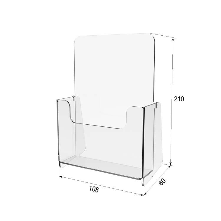 Set of 2 pcs, Desktop Brochure Holder A6, Acrylic Stand For Brochures 108x60x210mm, Advertising Display Holder, Acrylic Display For Brochures, Stand For Brochures And Flyers, Acrylic Paper Holder