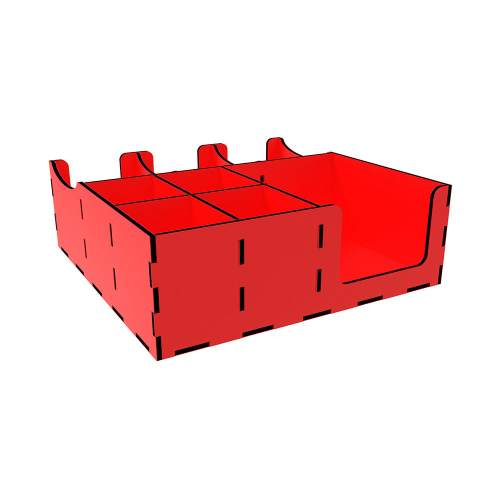 Organizer wooden red with holes for lids 30*30