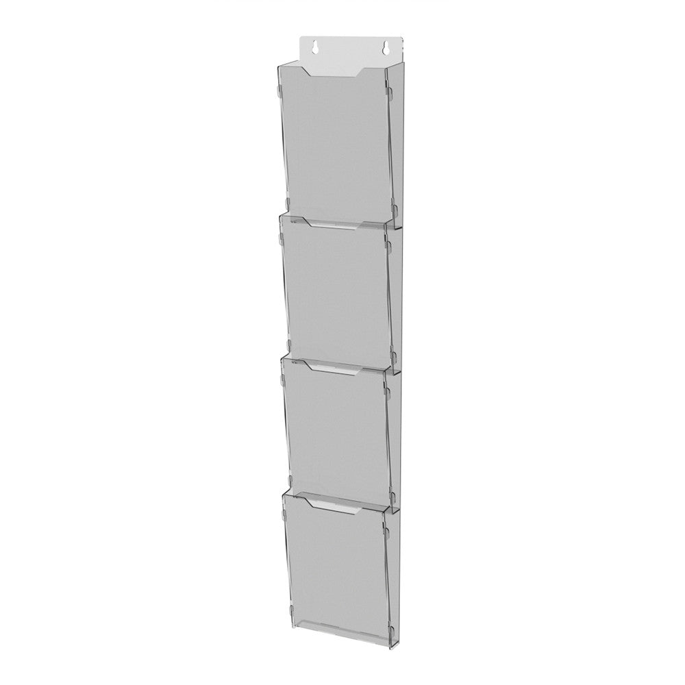 Booklet holder for booklets 106x562 4-tier, Brochure display 7 tier, Clear booklet display, Transparent brochure display, Acrylic brochure holder, PET clear brochure holder