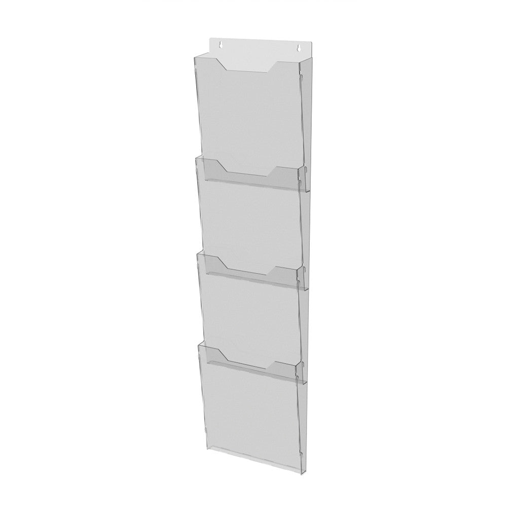 Booklet holder A4 214x807x48mm 4 tier, Brochure desplay, Acrylic brochure display, Transparent brochure display, Clear display for magazines