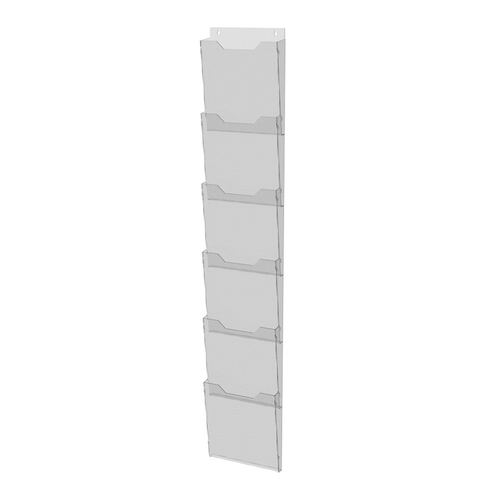 Booklet holder A4 214x1170mm 6 tier, Brochure desplay wall mounted