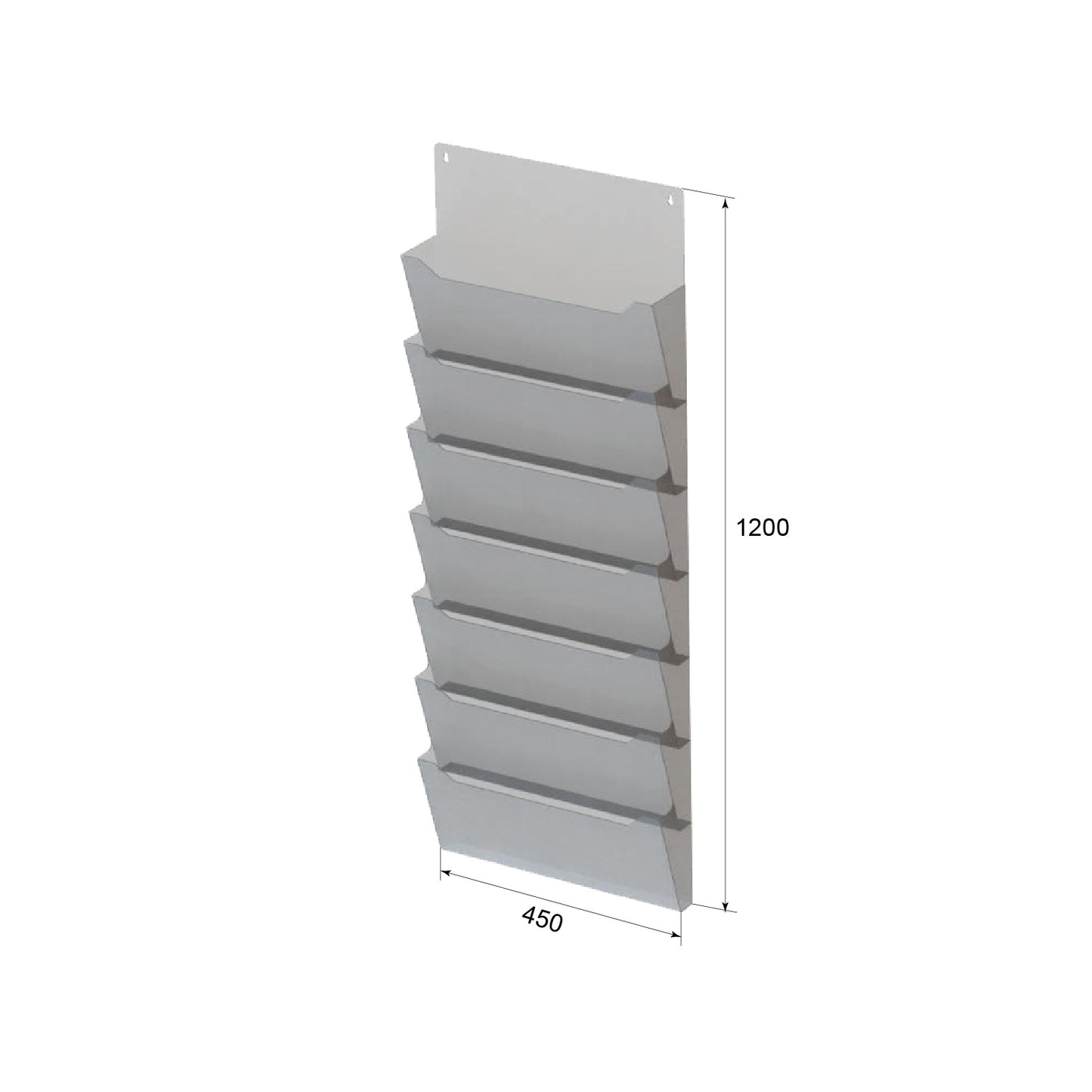 Booklet holder for A4  450x1200x37mm, Brochure display 7 tier