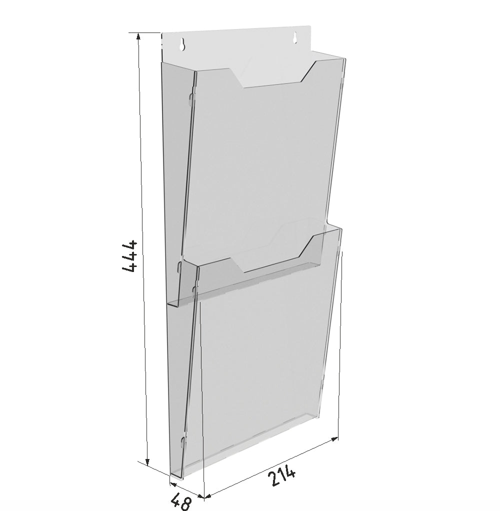 Booklet holder A4  214x444x48mm  2 tier