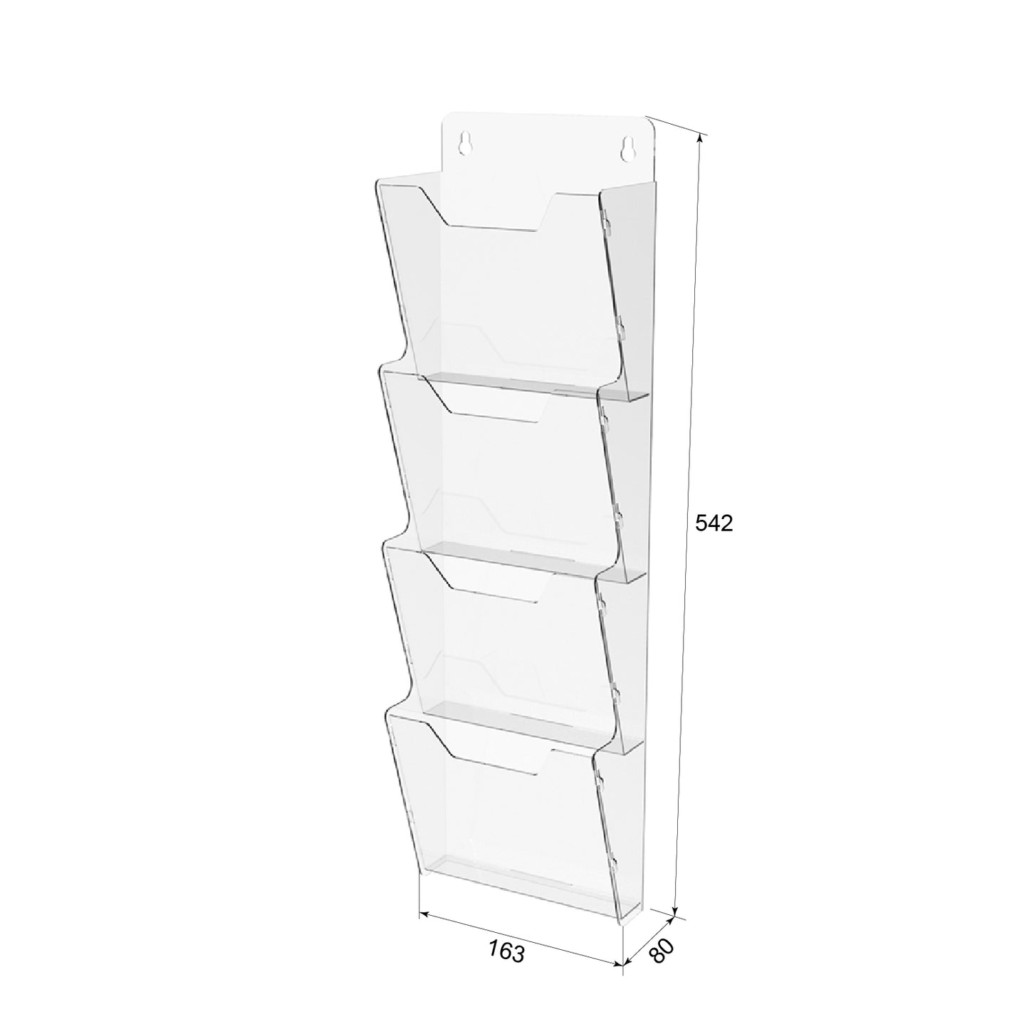 Booklet holder pocket A5 542x163x80mm, Document display,  4 tier vertical paper holder