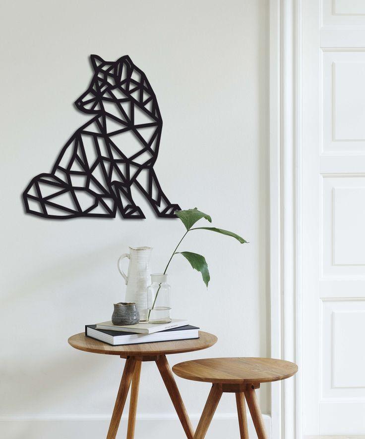 Original wall decor geometric wood panel “Fox”