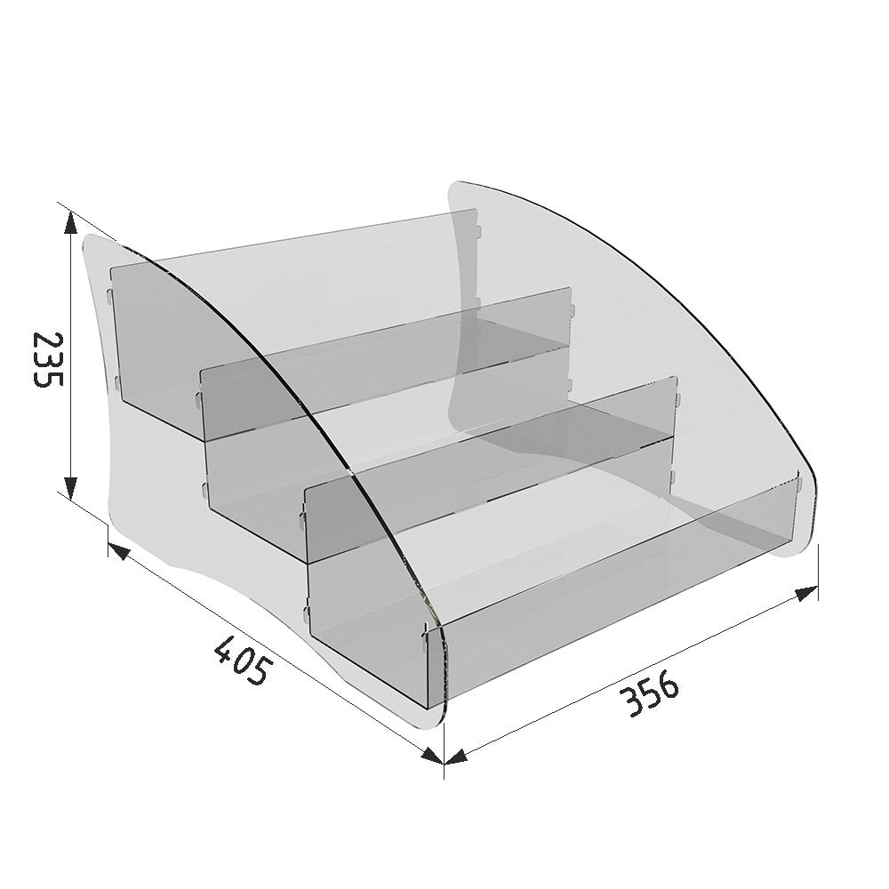 goods slide for 3 cells made of acrylic 356x405x235