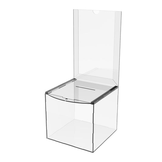 Donation box 215x215x200/500 with A4 pocket