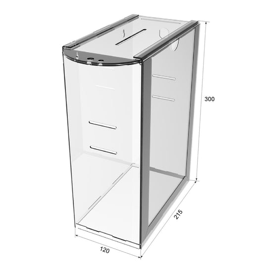Donation box 215x120x300 with belt slots and A4 pocket