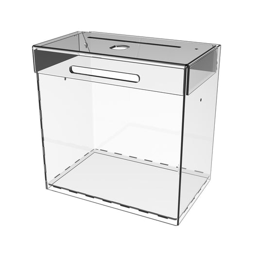 box with lock for collecting money 150x150x100 mm. Volume 2.2 liters.