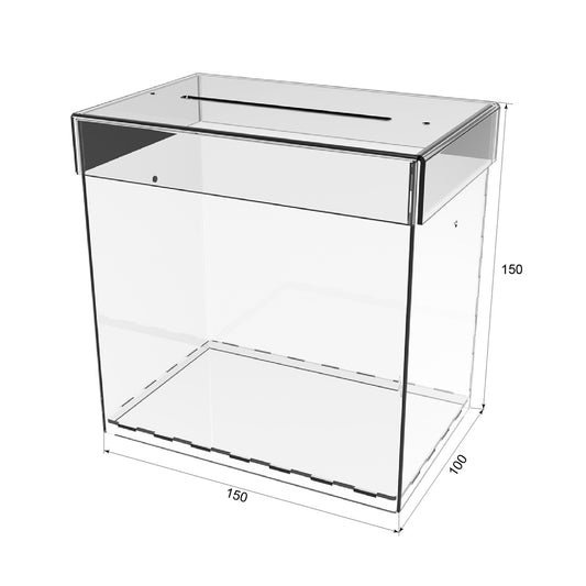 box without lock for collecting money 150x150x100 mm. Volume 2.2 liters.