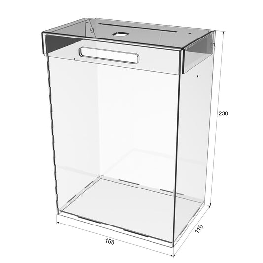 box for collecting money 160x230x110 mm. Volume 4 liters.