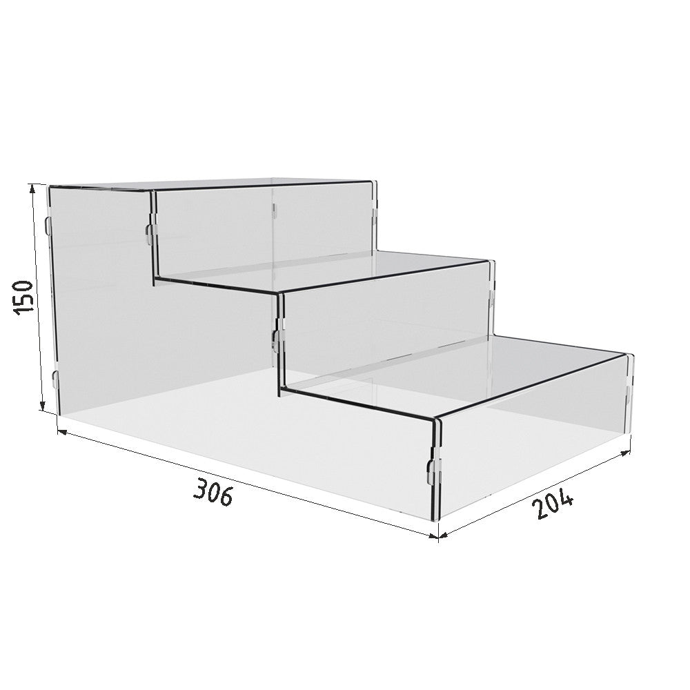 goods slide with 3 steps made of acrylic 300x200x150 2 mm