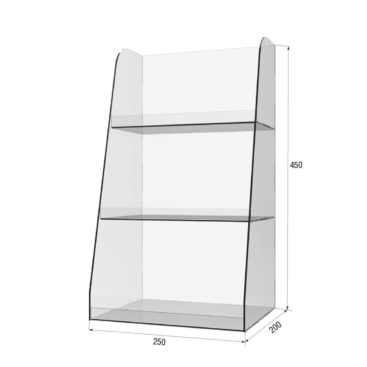 stand for goods, three-tier display case, 250x200x450