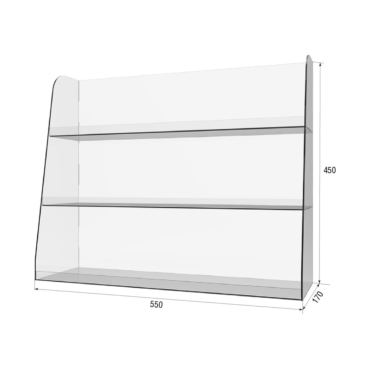 stand for goods, three-tier display case, 550x170x450