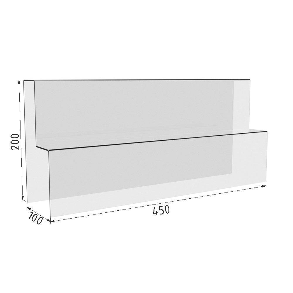 slide for goods with 2 steps made of acrylic 450x100x200