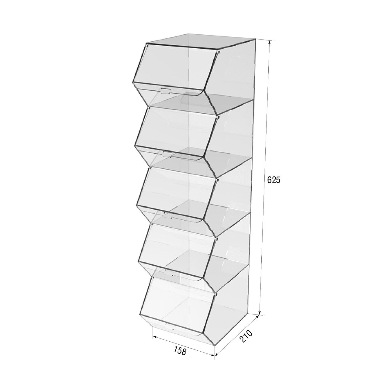 vertical dispenser for marmalade, snacks, nuts 5 cells