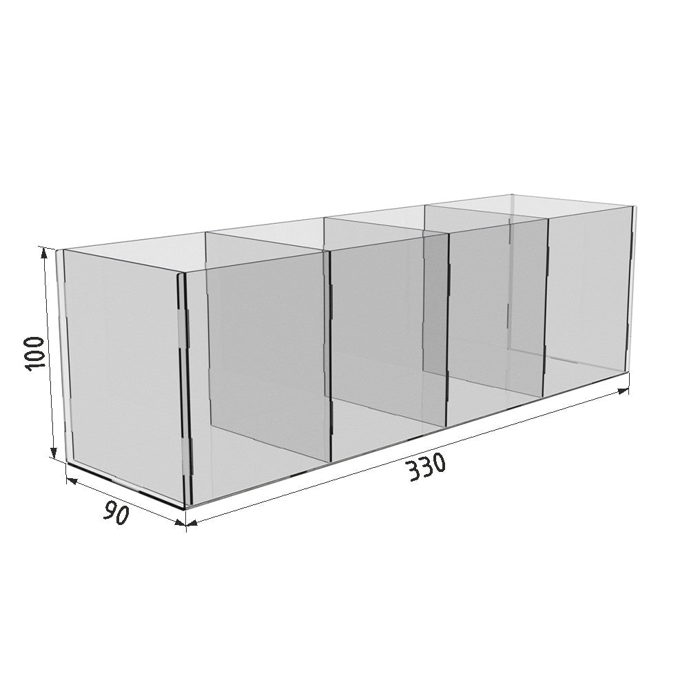 Acrylic box 4 cells 330x100x90