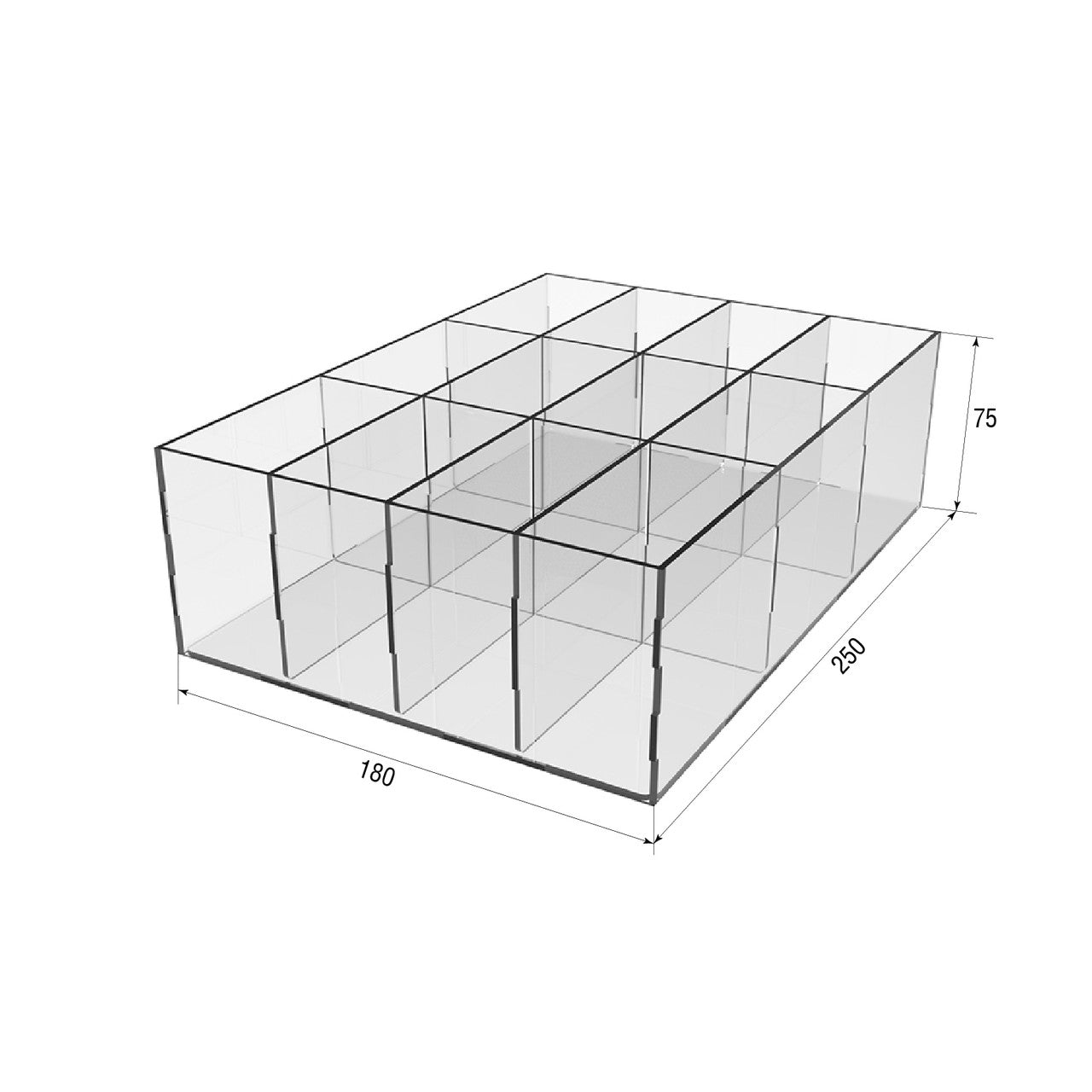 Caja de 12 celdas para borradores y sacapuntas