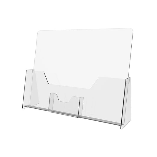 Booklet holder desktop A5 horizontal with business card holder