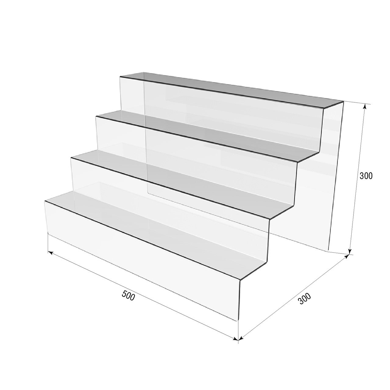 Slide four-tier 500x300x300 acrylic 3mm