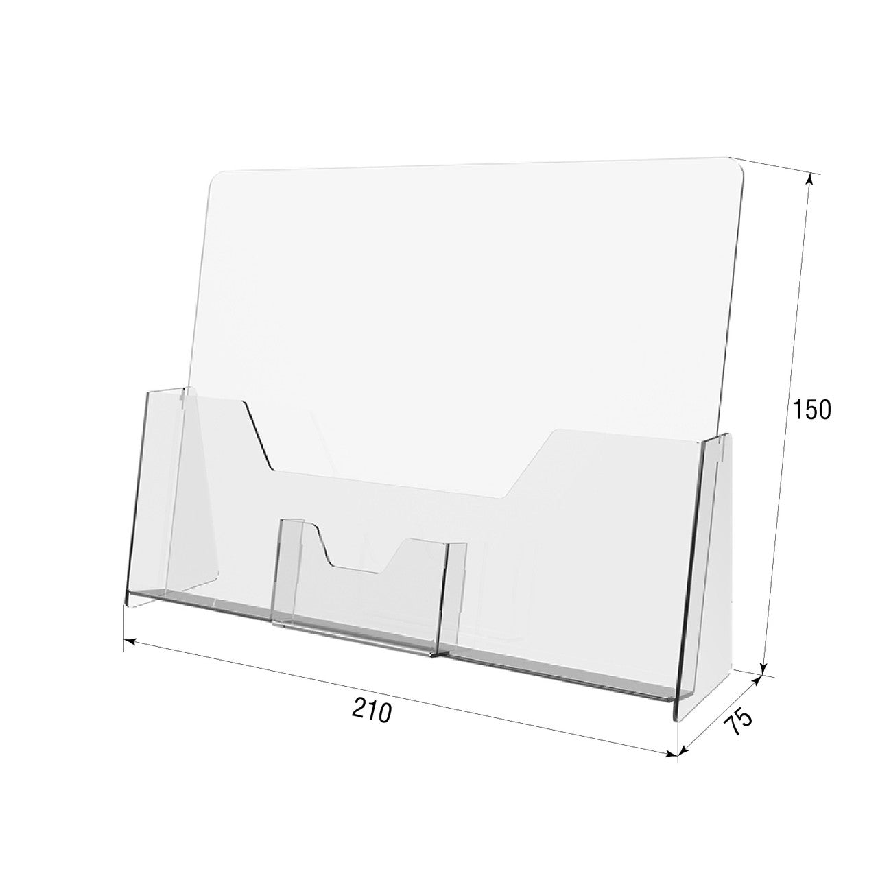 Booklet holder desktop A5 horizontal with business card holder