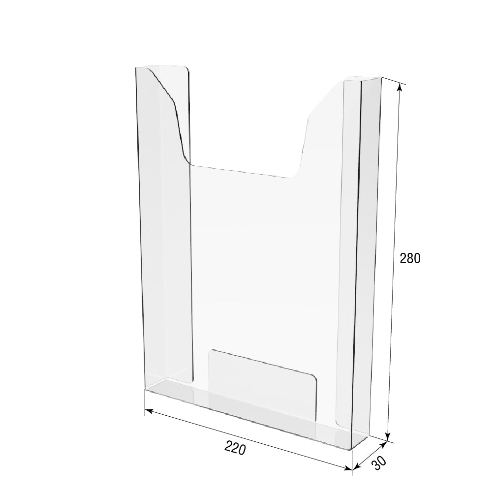 Set 5pcs, Acrylic paper holder A4 format vertical 11x8.66x1.18, wall mounted document holder, with mounting tape, Booklet display, PET clear brochure display