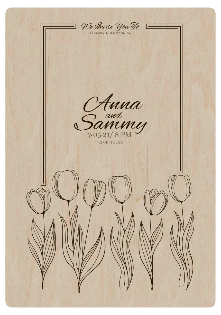 Wedding invitation made of wood