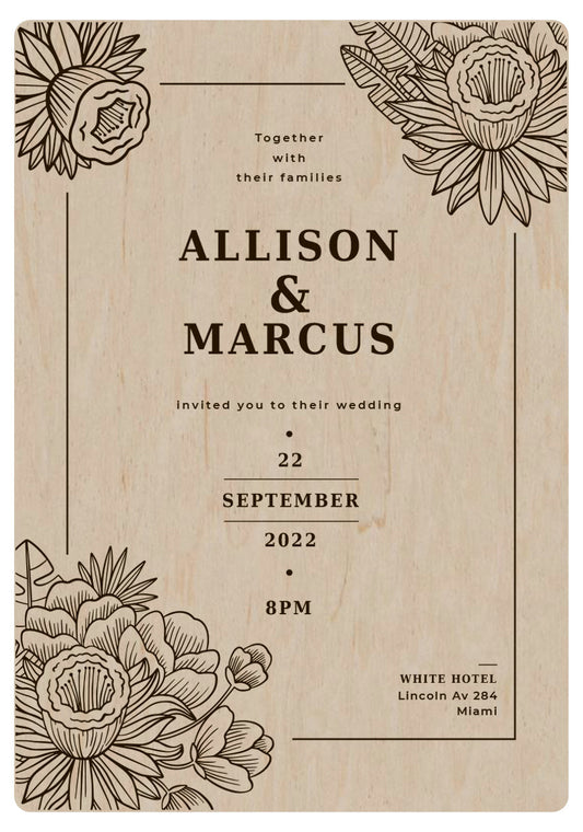 Wedding invitation made of wood 10