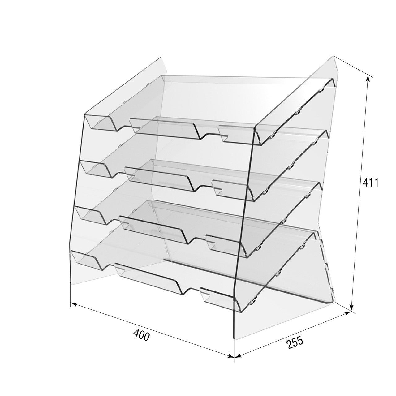 display stand for candy bars, tabletop, 4 shelves, 400x255x411