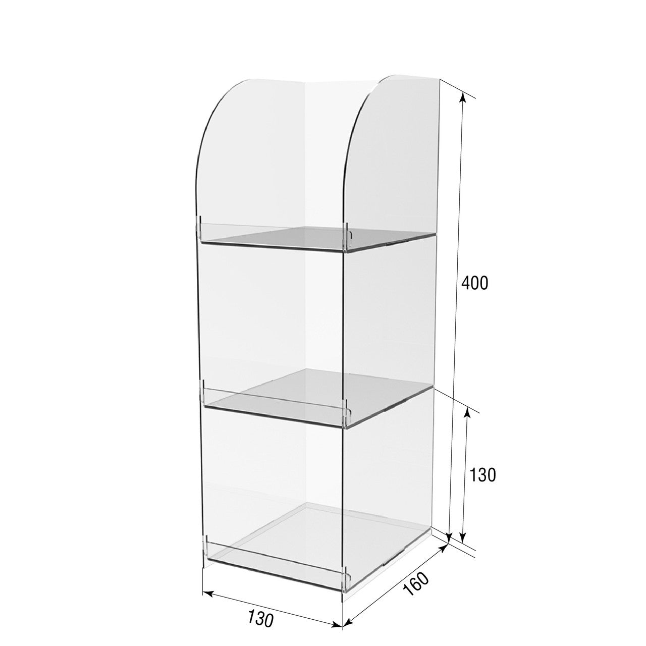 stand for goods, 3-tier showcase, 130x160x400