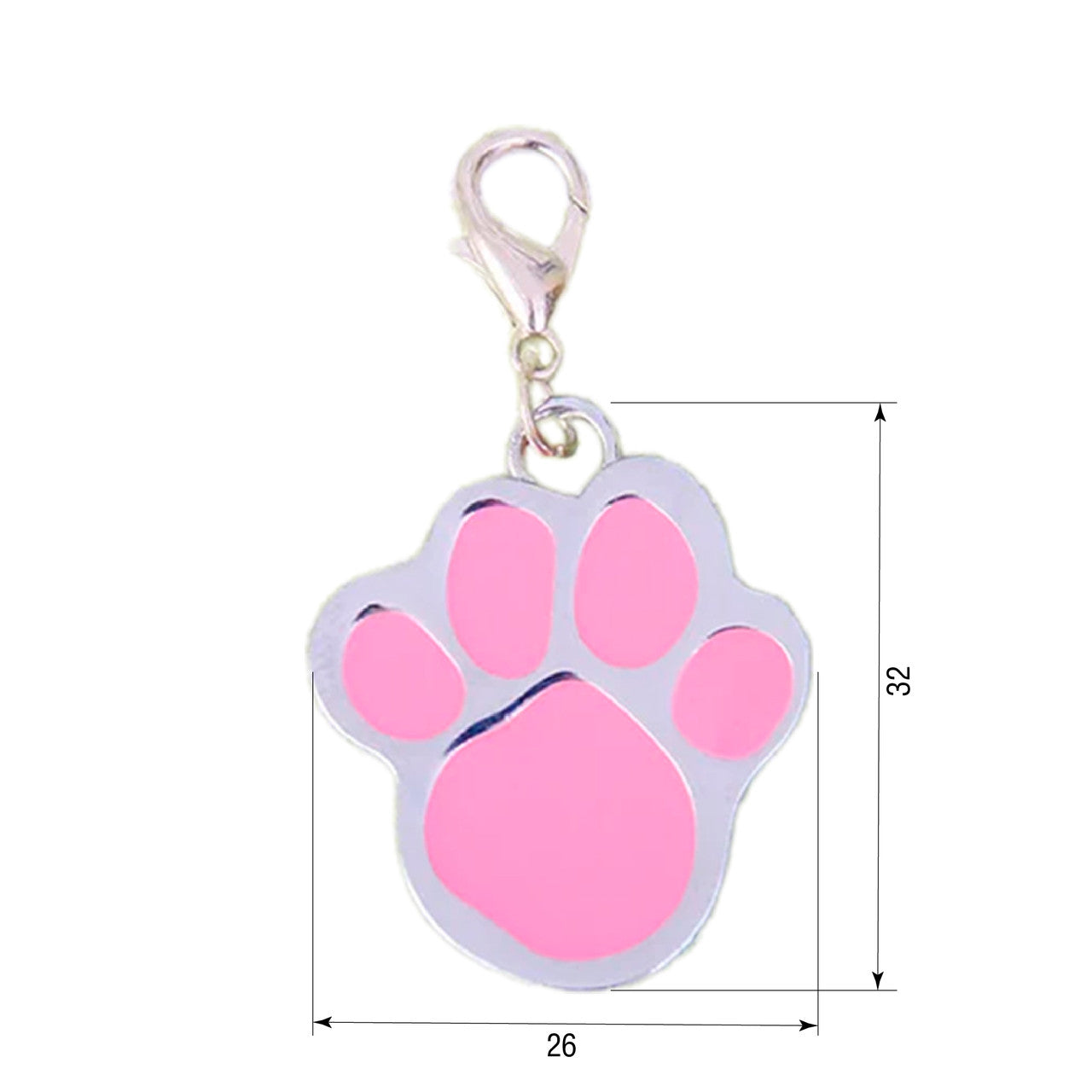 Dog ID Tag Paw Rose 26x32mm