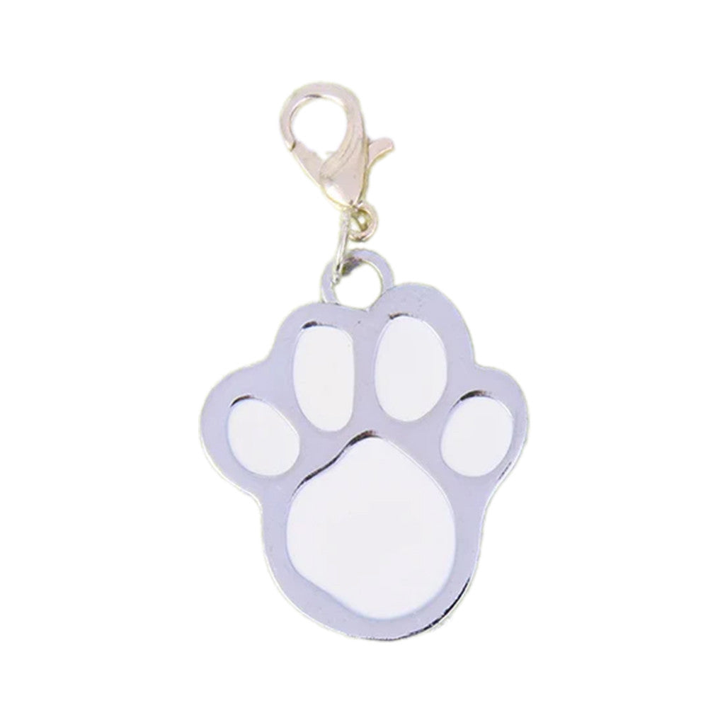Dog ID Tag Paw White 26x32mm