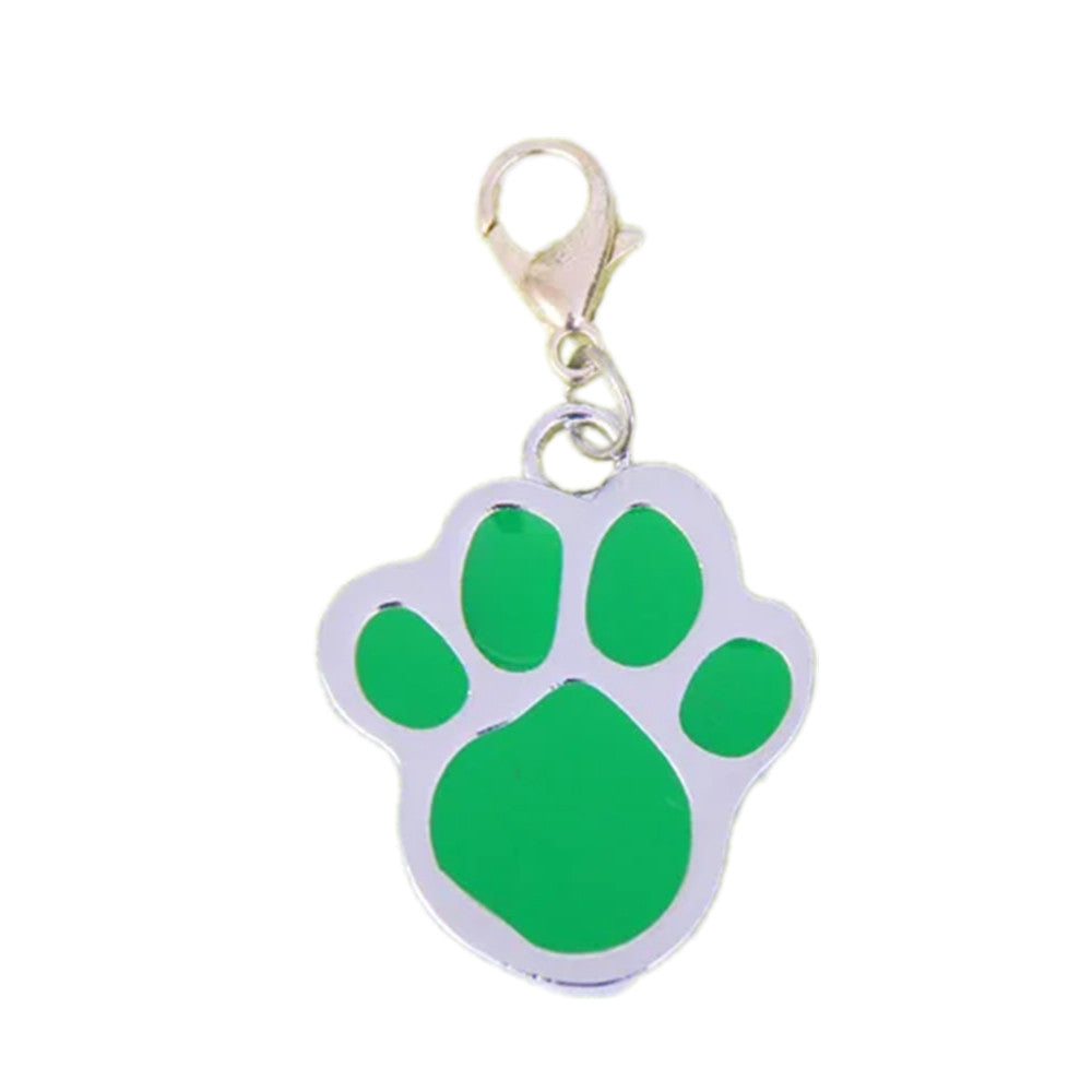 Dog ID Tag Paw Green 26x32mm