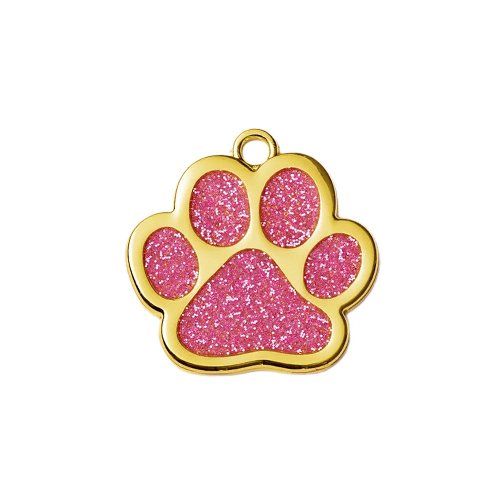 Cat ID Tag Gold Paw Rose 30x29 mm