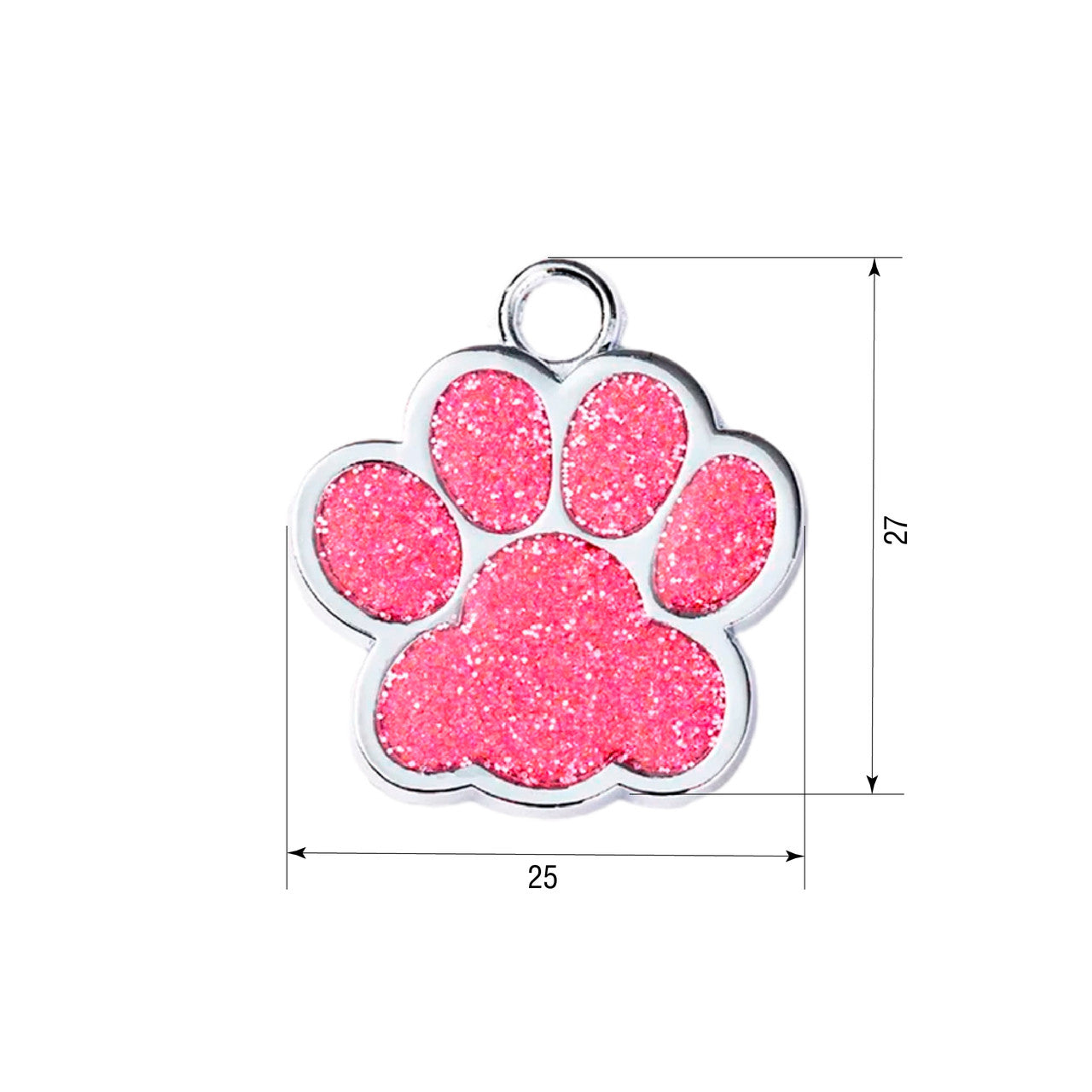 Placa identificativa para gato con forma de pata plateada y rosa, 25 x 27 mm