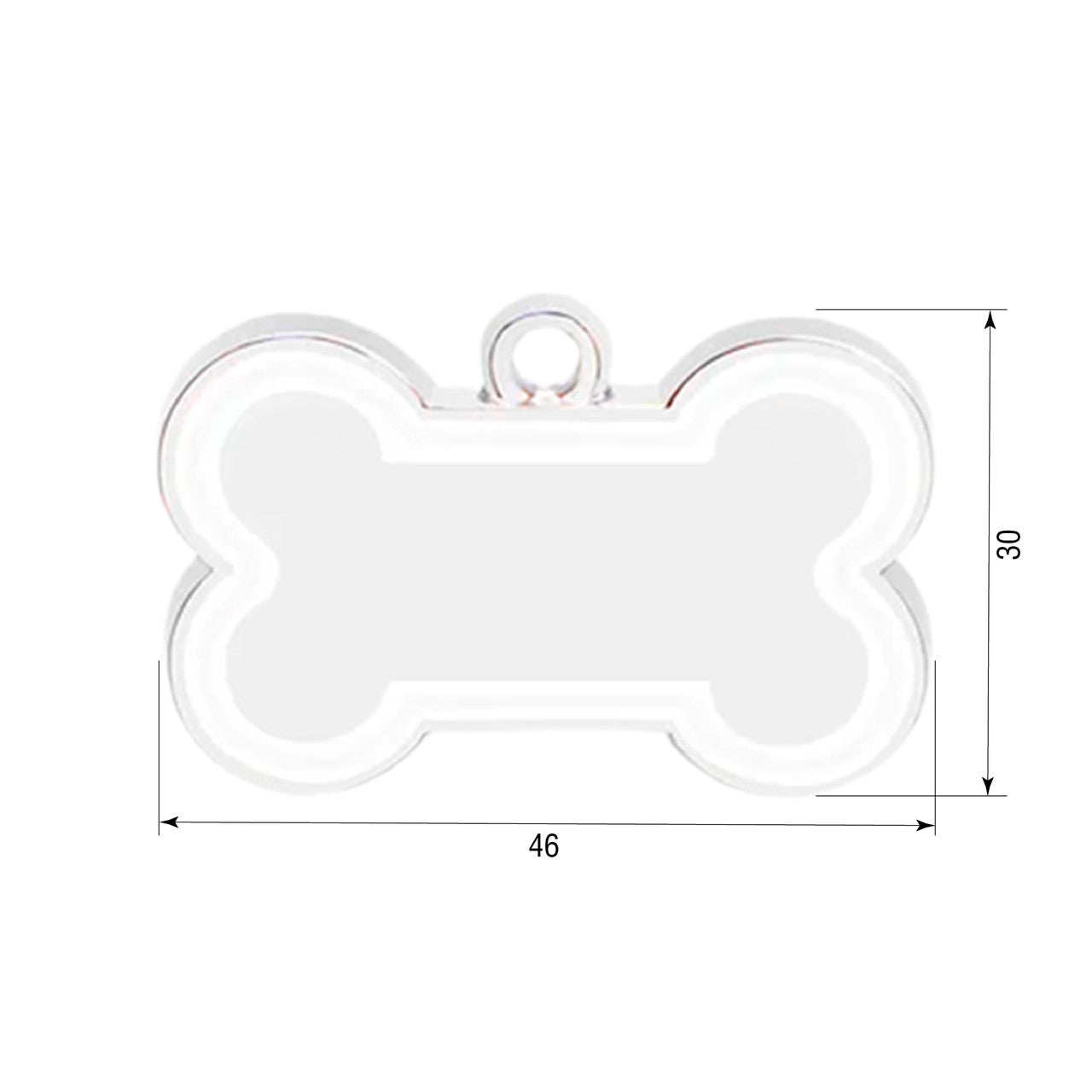 Dog ID Tag Bone 46x30mm White