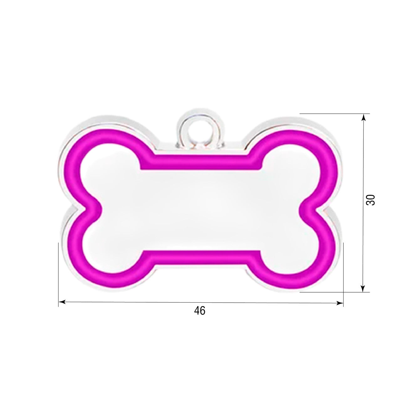 Placa de identificación para perro en forma de hueso, 46 ​​x 30 mm, color morado